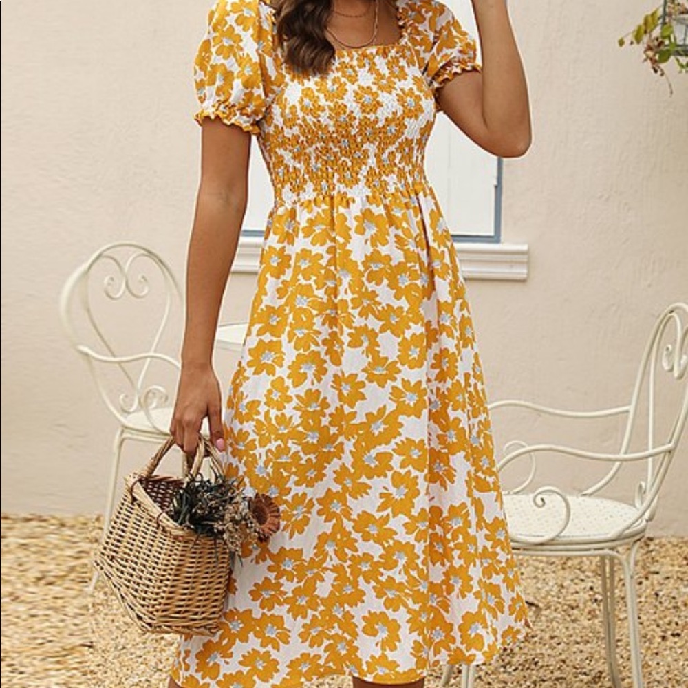 NWT yellow/mustard floral dress